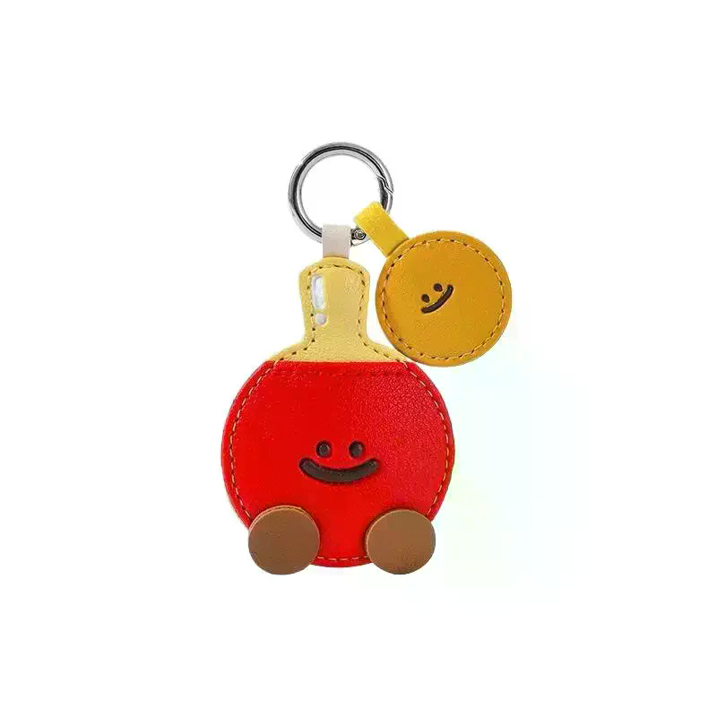 Cute Cartoon Leather Racket St - Table Tennis Keychain 评论和价格