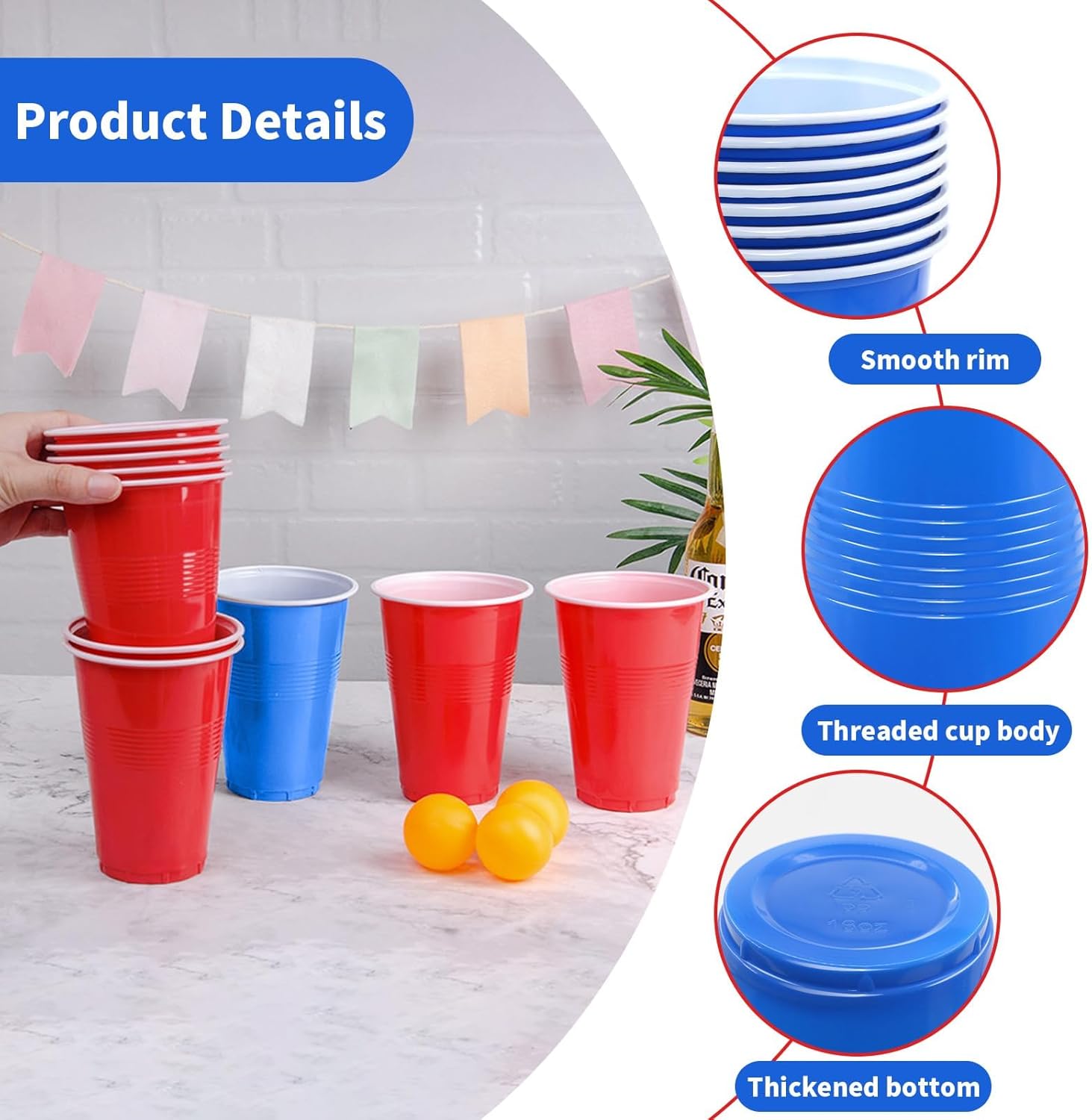 60 Pcs 16 Oz Plastic Party Cup - Table Tennis Kit 评论和价格